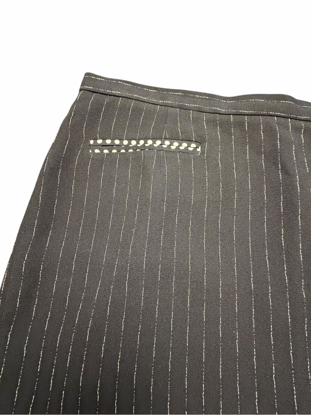 Alberto Makali Women’s Black Tan Stripe Knee Length Lined Pencil Skirt Waist 30”